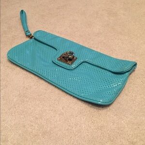 Express teal wristlet clutch